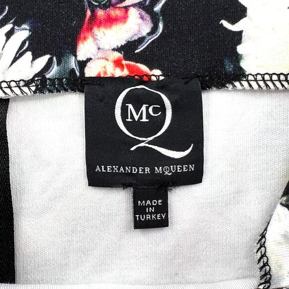MCQ ALEXANDER MCQUEEN Floral Printed Pencil Skirt Womens XS Black Stretch Knit - Picture 9 of 14